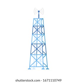 GPS navigation system signal receiving tower icon, flat vector illustration isolated on white background. Route navigation equipment symbol for apps and websites.