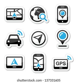 GPS, navigation travel vector icons set