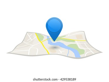 Gps navigation vector concept isolated on white background. Map with blue pointer