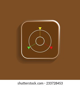 GPS navigation vector icon on a brown background with shadow