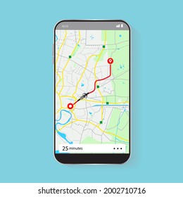 GPS Navigator Application The Smartphone Screen.google Map, Vector, Illustration 