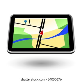 GPS Navigator (black, horizontal view). Editable vector Illustration.