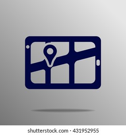 GPS Navigator blue on a gray background