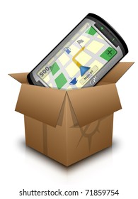 GPS Navigator in the Box. Vector illustration