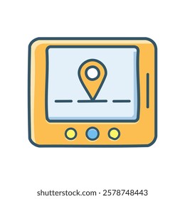 GPS navigator flat color icon. Isolated vector illustration.