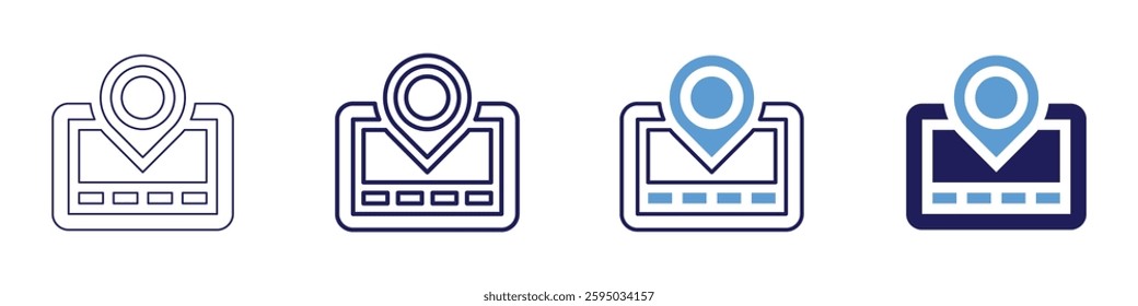 Gps navigator icon in 4 different styles. Thin Line, Line, Bold Line, Duotone. Duotone style. Editable stroke.