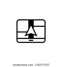 GPS - Icono del navegador en glifo plano negro, estilo relleno aislado en fondo blanco