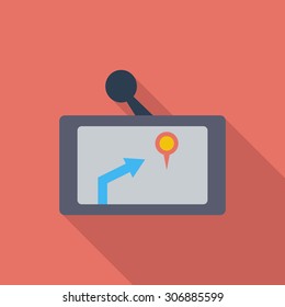 GPS navigator icon. Flat vector related icon with long shadow for web and mobile applications. It can be used as - logo, pictogram, icon, infographic element. Vector Illustration.