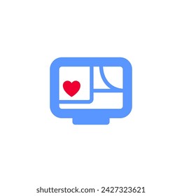 gps navigator icon or Valentines day symbol, holiday sign designed for celebration, vector trendy modern style.