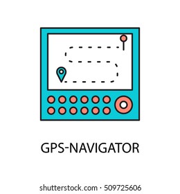 GPS - navigator line icon. Vector symbol on the topic of personal devices. Color minimalist element for design of website, company's visit card, logo an etc. GPS - navigator vector icon eps 10.