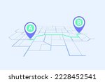 GPS navigator pin checking point A to point B. vector