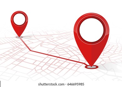 GPS navigator pin checking point to point red color on white background.vector illustration