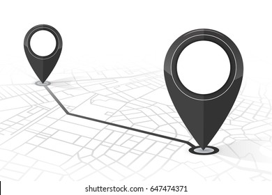 GPS navigator pin checking point to point black color on white background.vector illustration
