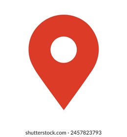 GPS navegador de verificación de pin rojo y blanco icono de color sobre fondo blanco. Ilustración vectorial aislada