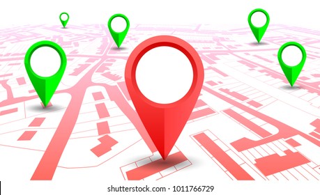 GPS navigator pointer on city map – vector for stock