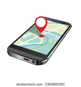gps navigator with pointer on a map