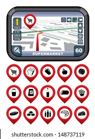 GPS navigator with the pointer supermarket. vector, gradient, EPS10 