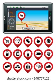 GPS navigator with the pointer supermarket. vector, gradient, EPS10 