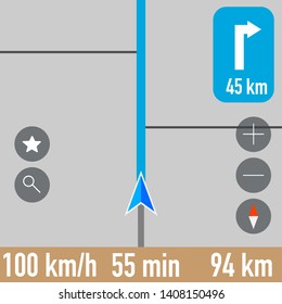 gps navigator screen shot of an active route