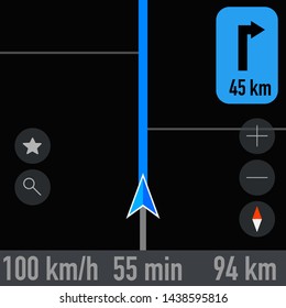 gps navigator screen shot of an active route