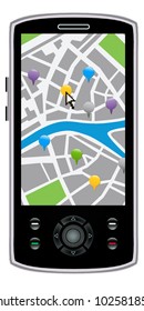 GPS navigator in touchscreen smartphone.