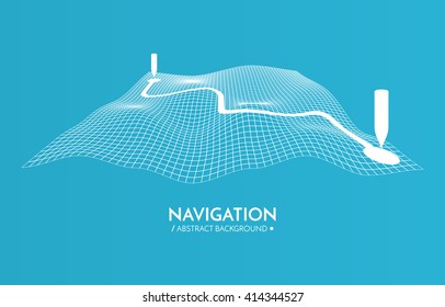 GPS navigator vector background. 3d technology vector map