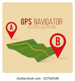 GPS Navigator vector over color background