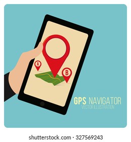 GPS Navigator vector over color background