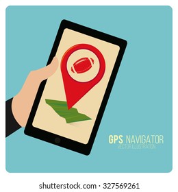 GPS Navigator vector over color background
