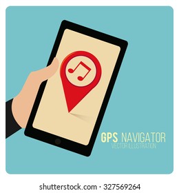 GPS Navigator vector over color background