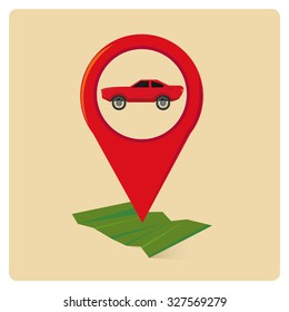 GPS Navigator vector over color background