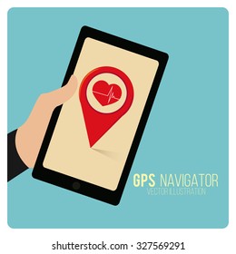 GPS Navigator vector over color background