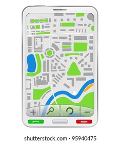 GPS Navigator in white smartphone, vector eps10 illustration