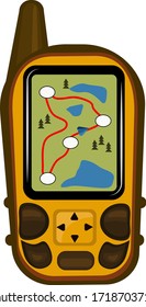 GPS navigators and navigation systems for travel, map on screen, vector image