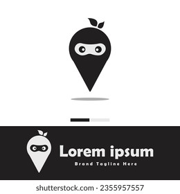Gps Ninja simple logo design template, Modern logo design concept with ninja character and location icon, suitable for business branding and company logo