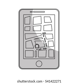 gps on cellphone screen icon image vector illustration design 