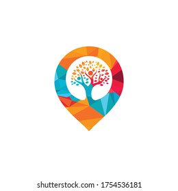 GPS and people tree vector logo design. GPS icon. Navigation vector logo. Navigation vector icon.