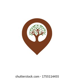 GPS and people tree vector logo design. GPS icon. Navigation vector logo. Navigation vector icon.