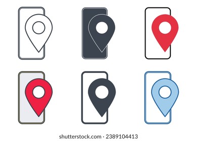 gps phone icon collection with different styles. Map GPS navigation icon symbol vector illustration isolated on white background