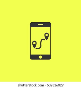 GPS phone icon flat. 