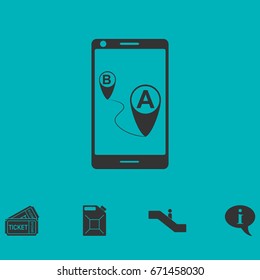 GPS phone icon flat. Simple vector symbol and bonus icon