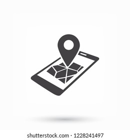 gps phone icon and map with marker. Vector  Eps 10 