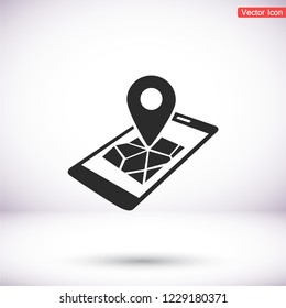 gps phone icon and map with marker. Vector  Eps 10 
