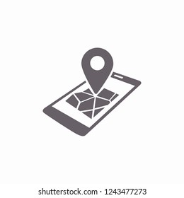 gps phone icon and map with marker. Vector  Eps 10 