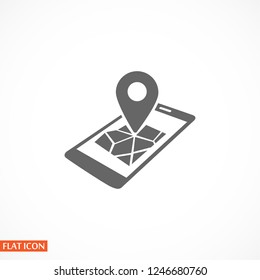 gps phone icon and map with marker. Vector  Eps 10 