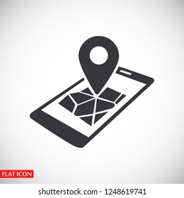 gps phone icon and map with marker. Vector  Eps 10 