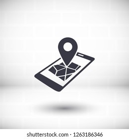 gps phone icon and map with marker. Vector  Eps 10 