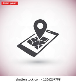 gps phone icon and map with marker. Vector  Eps 10 