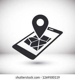 gps phone icon and map with marker. Vector  Eps 10 