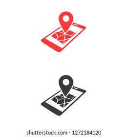 gps phone icon and map with marker. Vector  Eps 10 